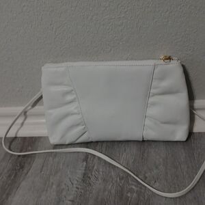 White Genuine Leather Convertible Crossbody/Clutch